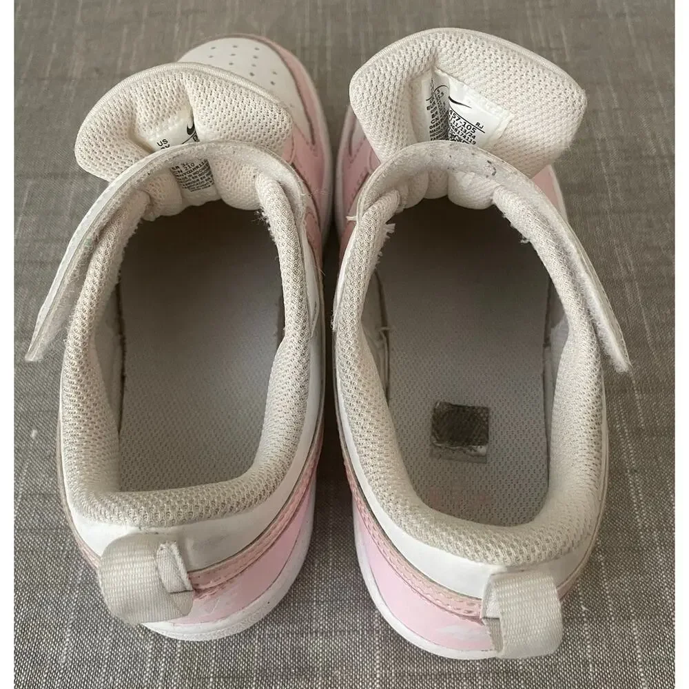 NIKE Court Borough Low Recraft Youth Girls Size 2 Pink White Sneakers